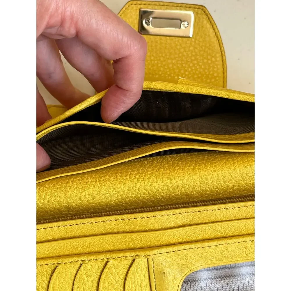 Salvatore Ferragamo Gancini Leather Long Wallet Yellow Luxury Designer Italy